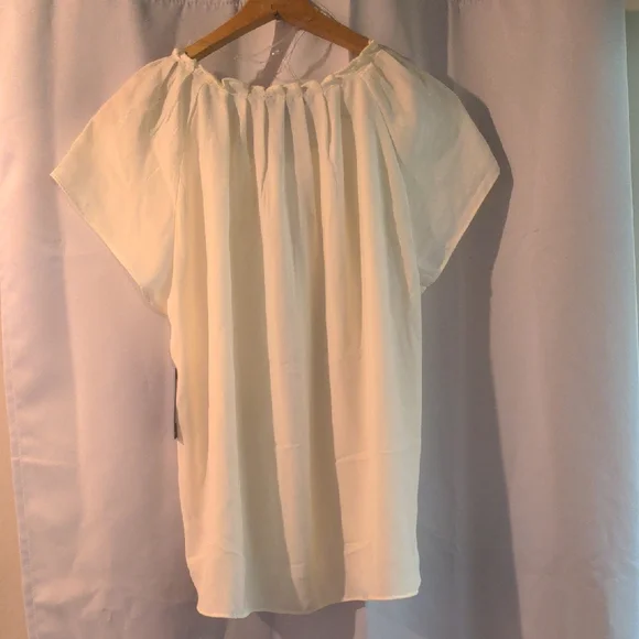 Chaps Cap-sleeve Ruffled Blouse - Picture 3 of 4